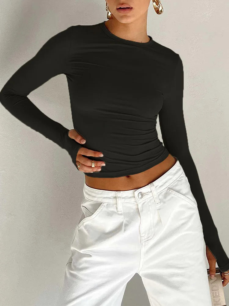 Ribbed Long Sleeve Cropped Top