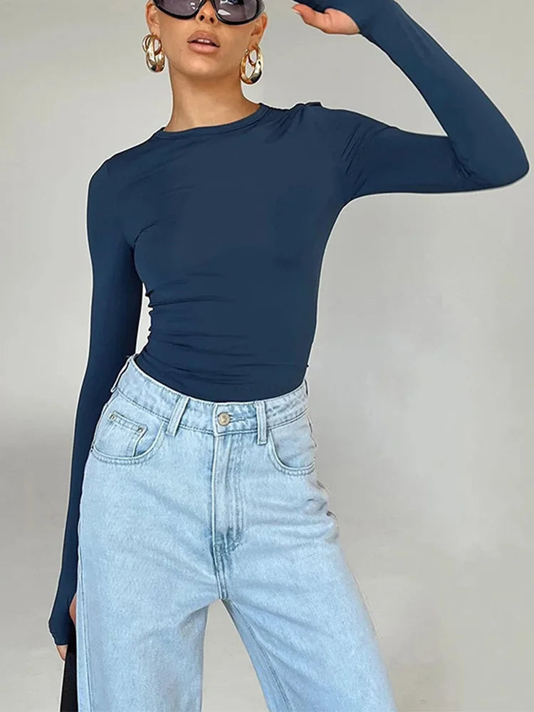 Ribbed Long Sleeve Cropped Top
